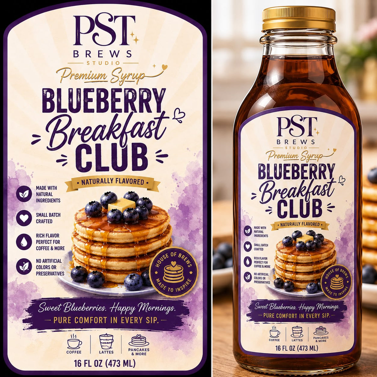 Blueberry Breakfast Club Premium Syrup